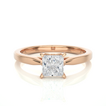 Load image into Gallery viewer, 0.57 CT Princess Cut Lab Grown Diamond Solitaire Engagement Ring | Gold Band

