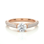 Load image into Gallery viewer, 1 CTW Round Lab-Grown Diamond Engagement Ring with Three-Row Thin Pave Band E-F / VVS-VS
