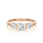 Load image into Gallery viewer, 0.88 CT Round Lab Grown Diamond Bar Setting Ring | 3 Stone Gold Band

