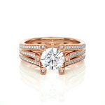 Load image into Gallery viewer, 1.48 CTW Round Lab-Grown Diamond Engagement Ring with Three-Row Pave Set E-F / VVS-VS
