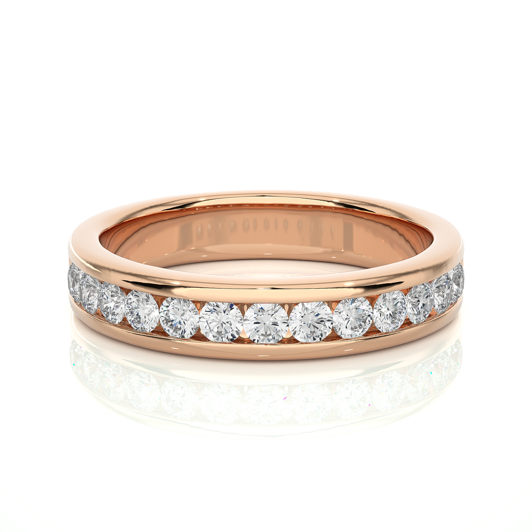 0.52 CT Round Cut Lab Grown Diamond Channel Set Band  13 Stone IGI Certified