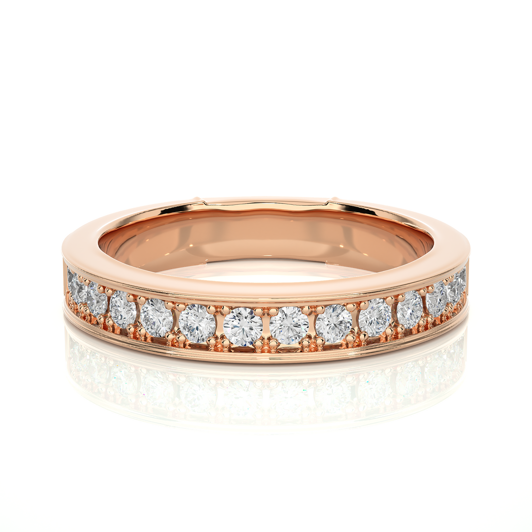 0.49 CT Round Cut Lab Grown Diamond Bold Prong Set Band  14 Stone IGI Certified