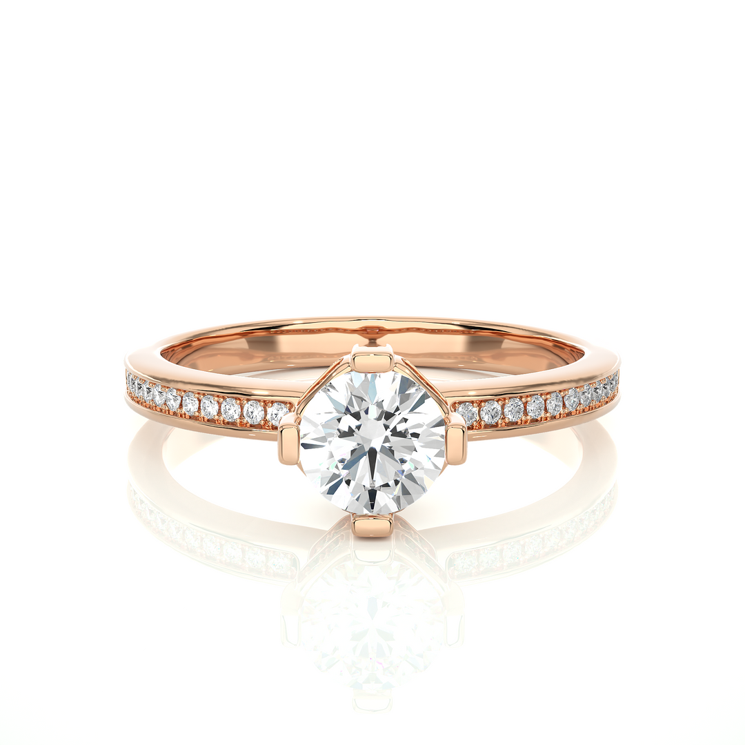 0.78 CTW Round Lab-Grown Diamond Engagement Ring with Hidden Halo E-F / VVS-VS