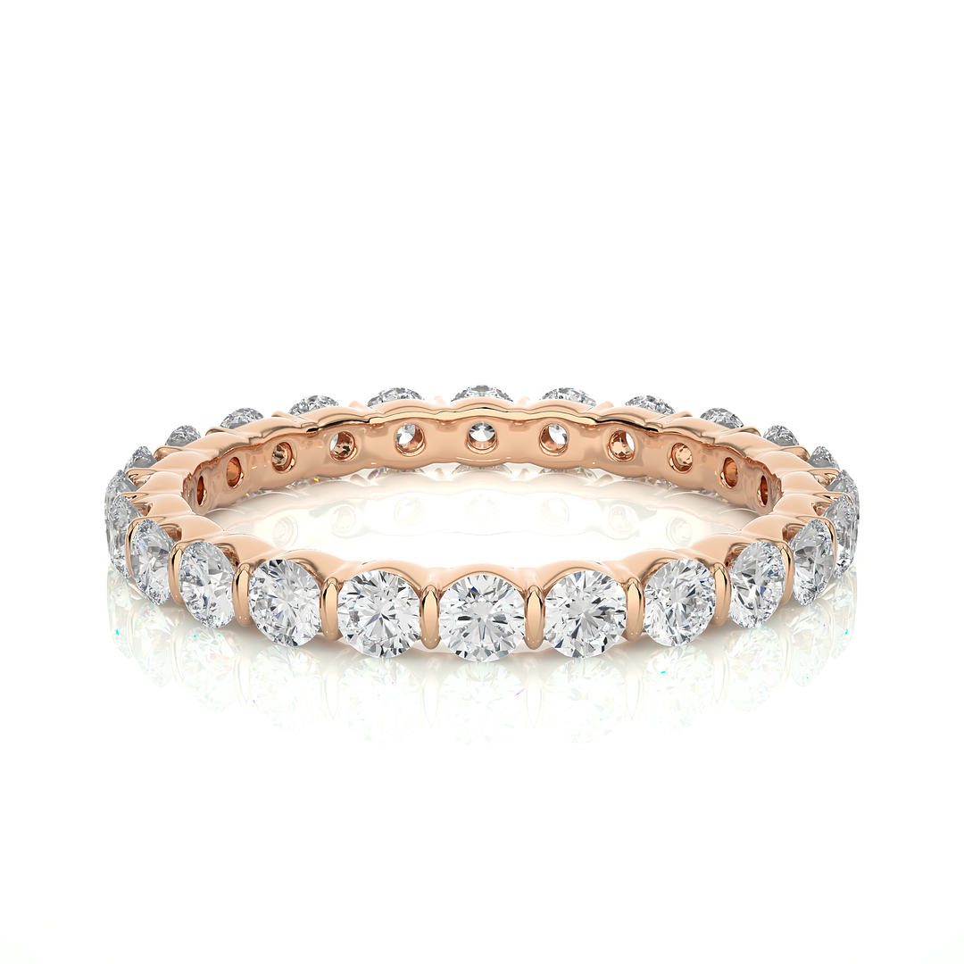 1.09 CT Round Lab Grown Diamond Bar Set Eternity Band | 24 Stone Gold Ring