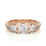 Load image into Gallery viewer, 1.20 Carat Three Stone Round Lab-Grown Diamond Ring | Pavé Side Stone Band
