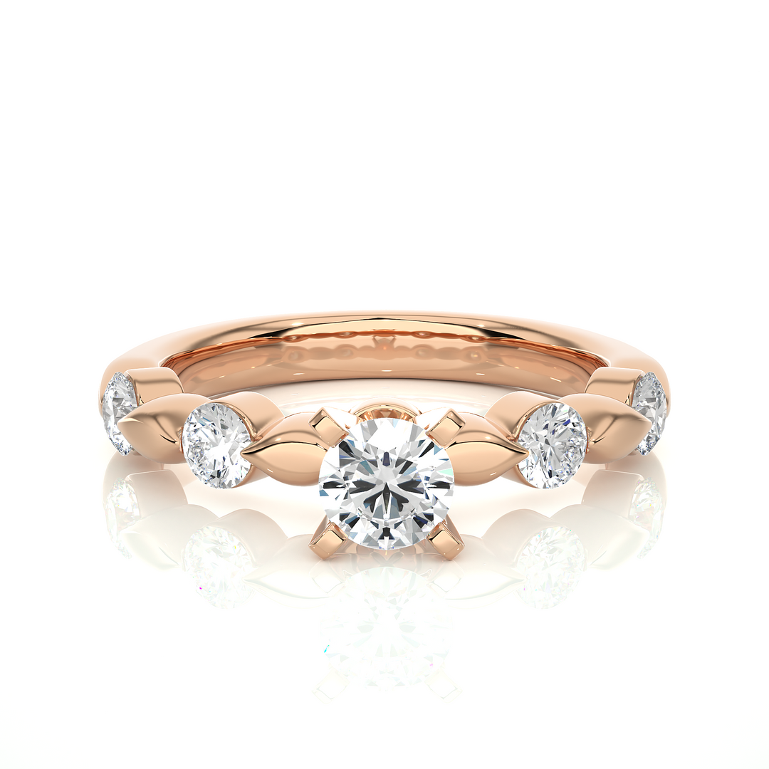 0.90 CTW Round Lab-Grown Diamond Engagement Ring in Unique Style E-F / VVS-VS
