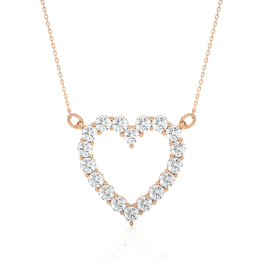 0.46 CT Lab-Grown Diamond Heart Pendant Necklace | Round Diamonds | Solid Gold
