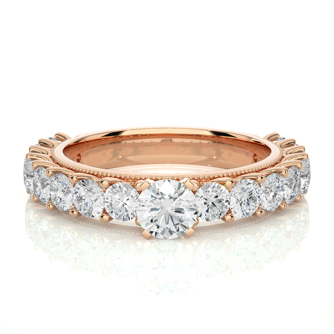 2.53 CTW Round Lab-Grown Diamond Engagement Ring with Milgrain Detailing E-F / VVS-VS