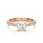 Load image into Gallery viewer, 0.85 CTW Round Lab-Grown Diamond Engagement Ring with Claw, Bezel &amp; Micropave Set E-F / VVS-VS
