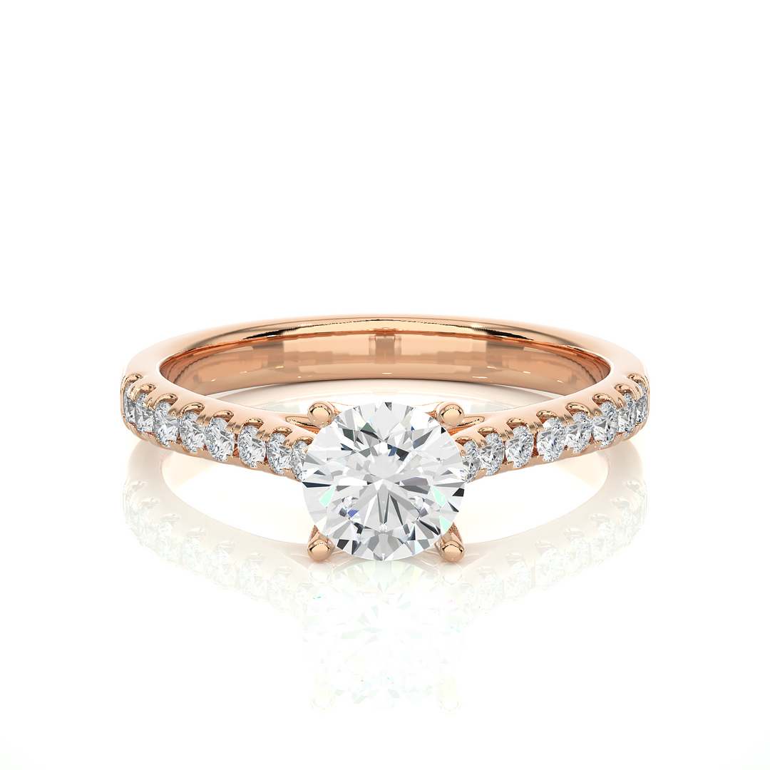 0.85 CTW Round Lab-Grown Diamond Engagement Ring with Claw, Bezel & Micropave Set E-F / VVS-VS
