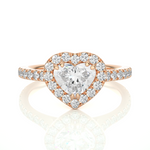 Load image into Gallery viewer, 1.33 CT Heart Halo Lab Grown Diamond Ring with Round Side Stones
