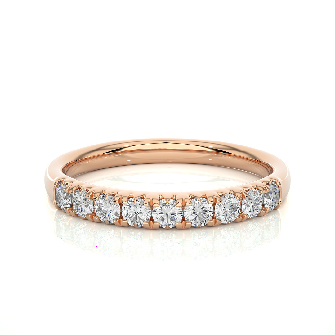 0.47 CT Round Cut Lab Grown Diamond Micro Pave Band  9 Stone IGI Certified