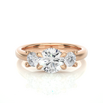 Load image into Gallery viewer, 1.39 CT Round Lab Grown Diamond Three Stone Ring | 3 Stone Gold Band
