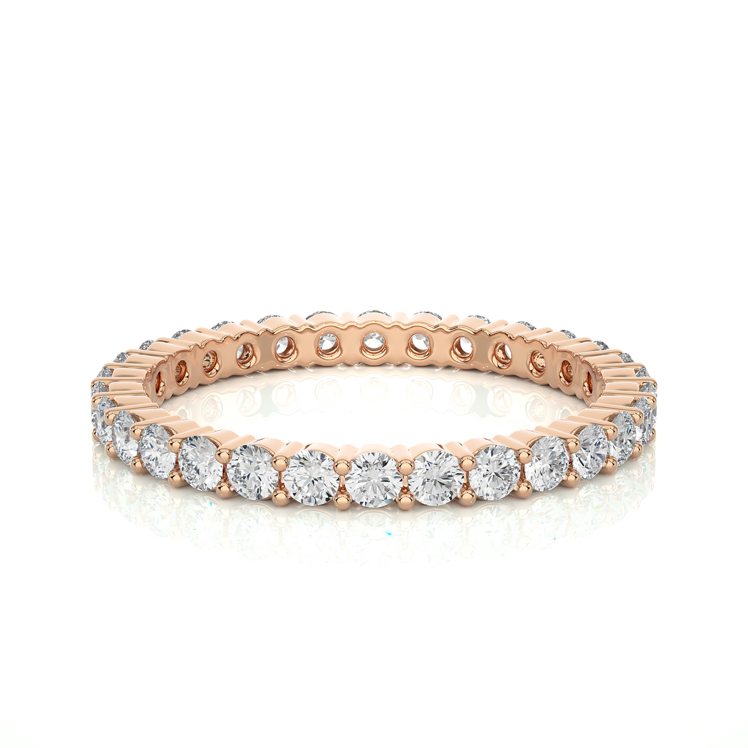 0.90 CT Round Lab Grown Diamond Eternity Band | 30 Stone Gold Ring