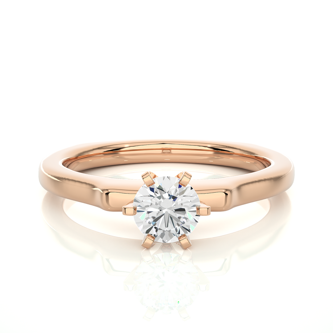 0.47 CT Round Lab Grown Diamond Solitaire Engagement Ring | Gold Band