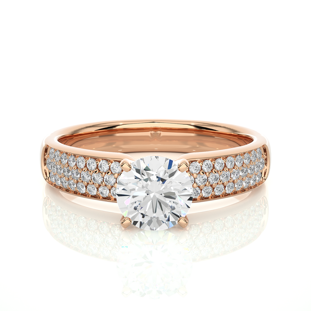 1.02 CTW Round Lab-Grown Diamond Engagement Ring with Pave Set E-F / VVS-VS