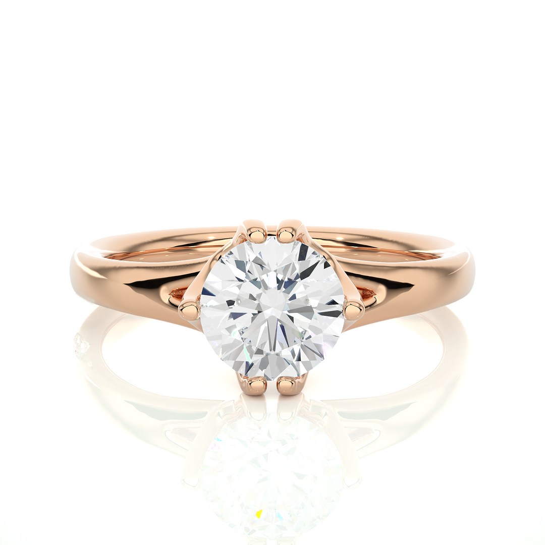 1.08 CT Round Brilliant Lab Grown Diamond Solitaire Engagement Ring | Gold Band