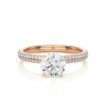 Load image into Gallery viewer, 1.14 CTW Round Lab-Grown Diamond Engagement Ring with Two-Row Micropave Set E-F / VVS-VS
