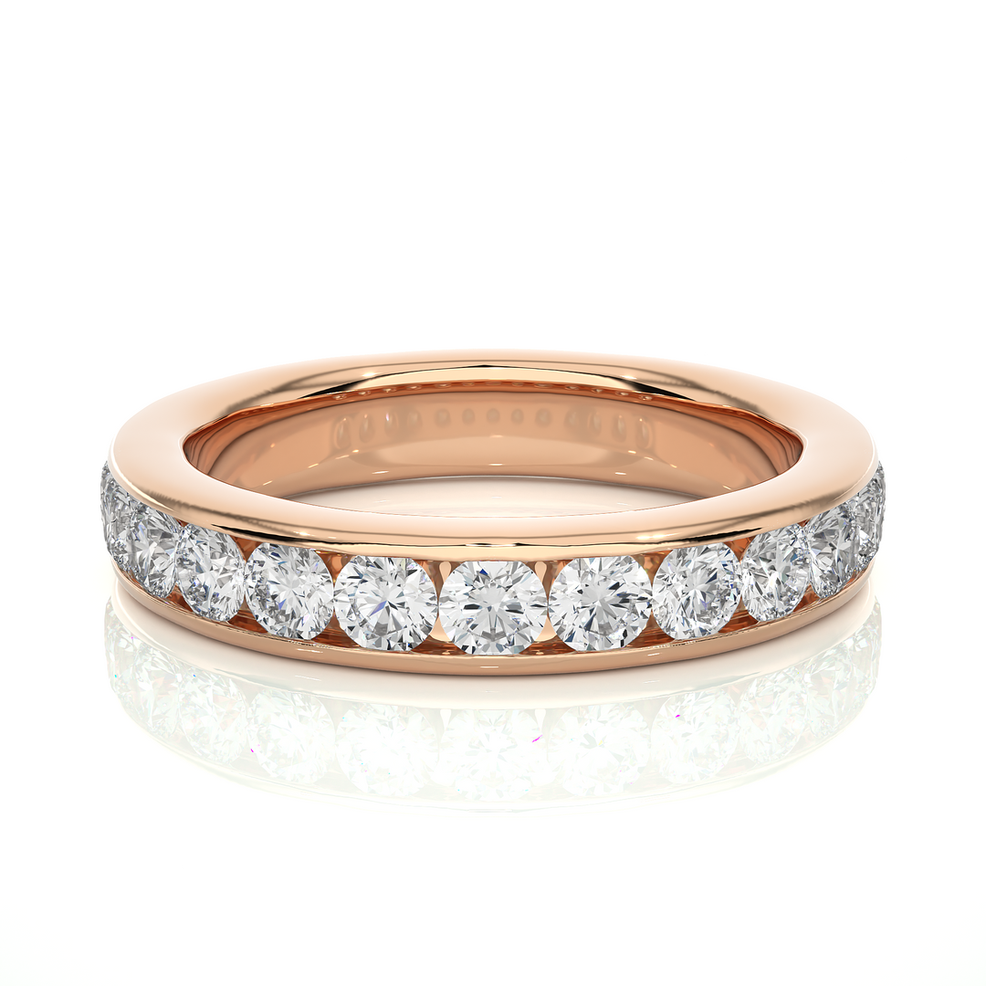 0.96 CT Round Cut Lab Grown Diamond Channel Set Band  13 Stone IGI Certified