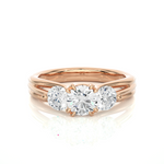 Load image into Gallery viewer, 1.39 CT Round Lab Grown Diamond Three Stone Ring | 3 Stone Gold Band
