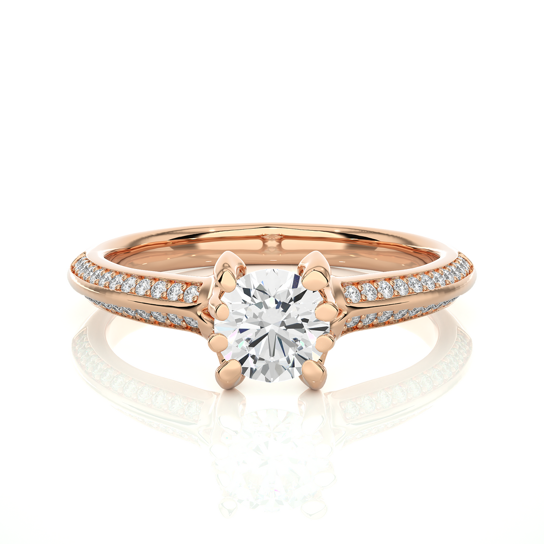 0.73 CTW Lab-Grown Diamond Pavé Engagement Ring – Round Cut