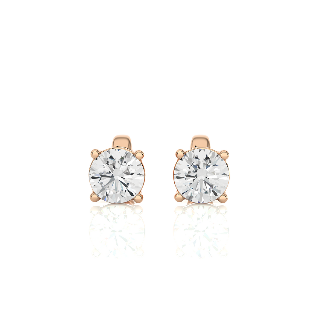 Round Lab Grown Diamond Stud Earrings – 1.00 CTW, Push Back, 10K 14K 18K White Yellow Rose Gold, IGI Certified