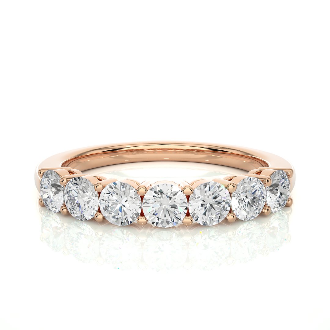 1.13 CT Round Cut Lab Grown Diamond Prong Set Band  7 Stone IGI Certified