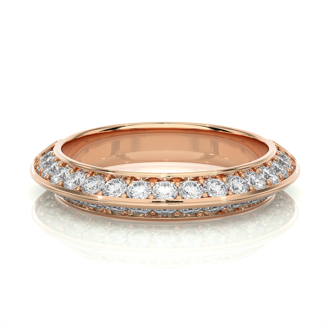 1.02 CT Round Cut Lab Grown Diamond Two Row Band  34 Stone IGI Certified