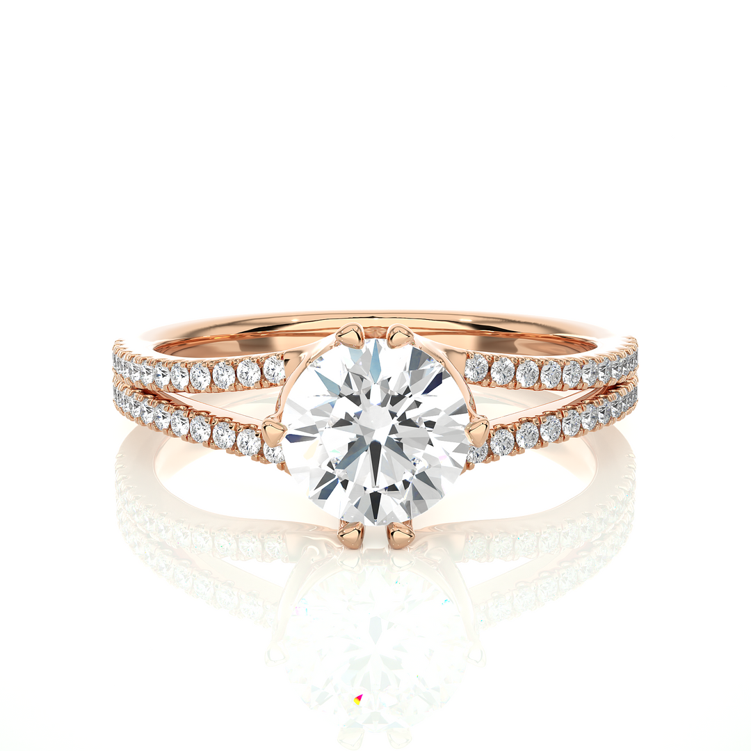 1.34 CTW Round Lab-Grown Diamond Engagement Ring with Split Shank E-F / VVS-VS