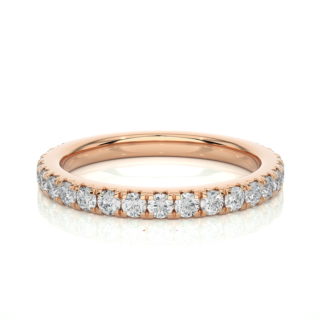 0.73 CT Round Cut Lab Grown Diamond Micro Pave Band  21 Stone IGI Certified