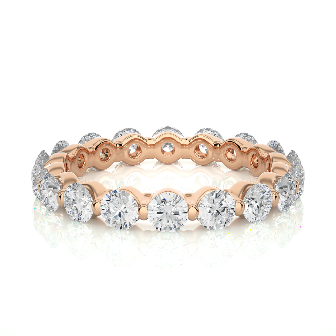2.01 CT Round Lab Grown Diamond Bar Set Eternity Ring | 18 Stone Gold Band