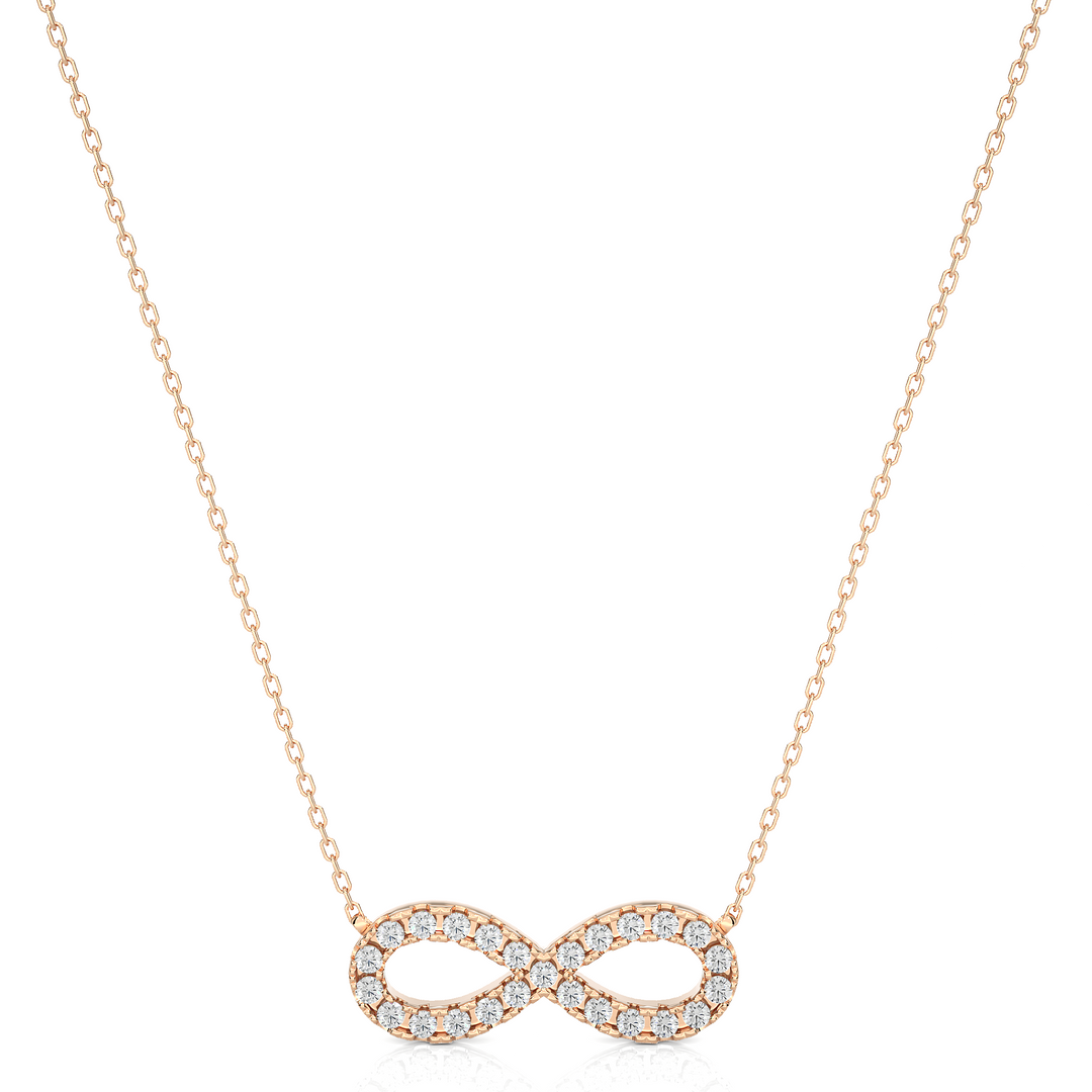 0.39 CT Lab-Grown Diamond Infinity Pendant Necklace | Solid Gold | 25 Round Diamonds