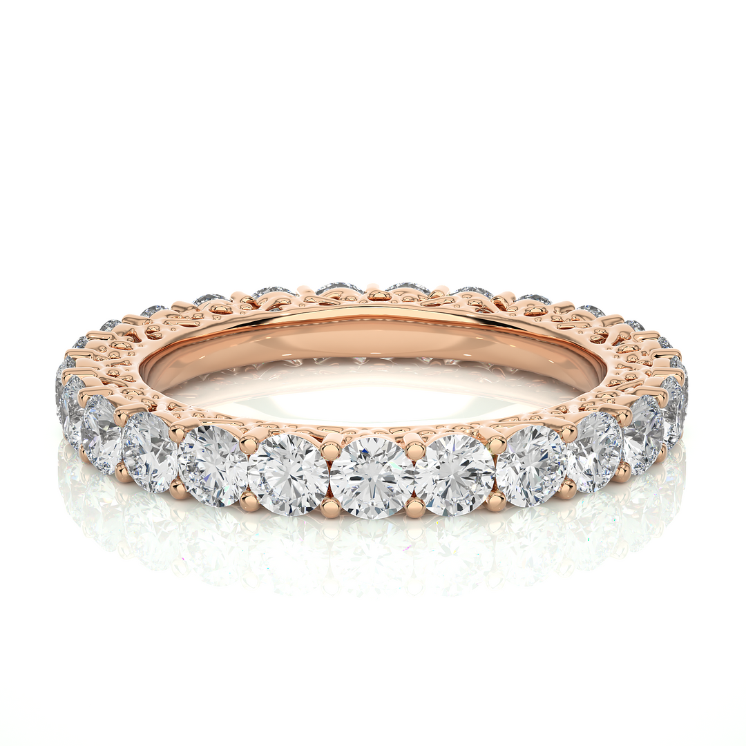 2.28 CT Round Lab Grown Diamond Prong Set Eternity Band | 25 Stone Gold Ring