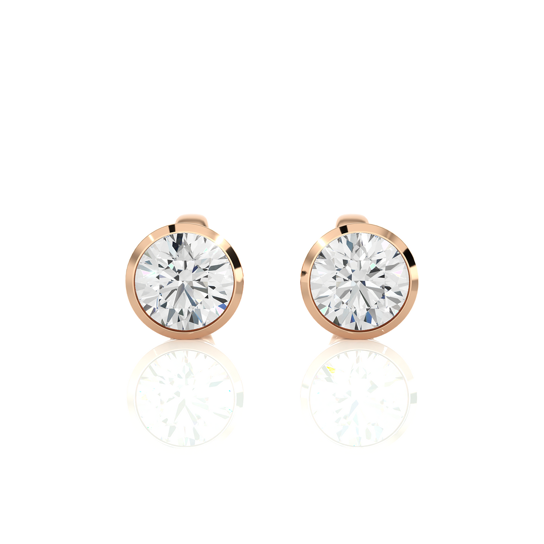 1.00 CTW Round Cut Lab-Grown Diamond Bezel Set Push Back Earrings