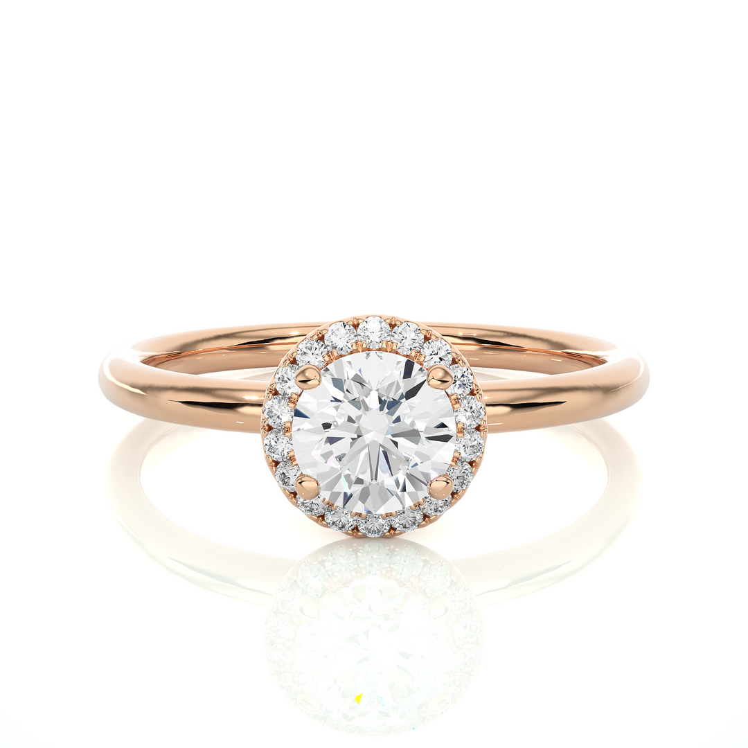 0.50 CT Round Diamond Halo Lab Grown Ring with 19 Stones