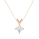 Load image into Gallery viewer, 0.50 CT Lab-Grown Diamond Solitaire Pendant Necklace | Princess Cut | 4-Prong | Solid Gold
