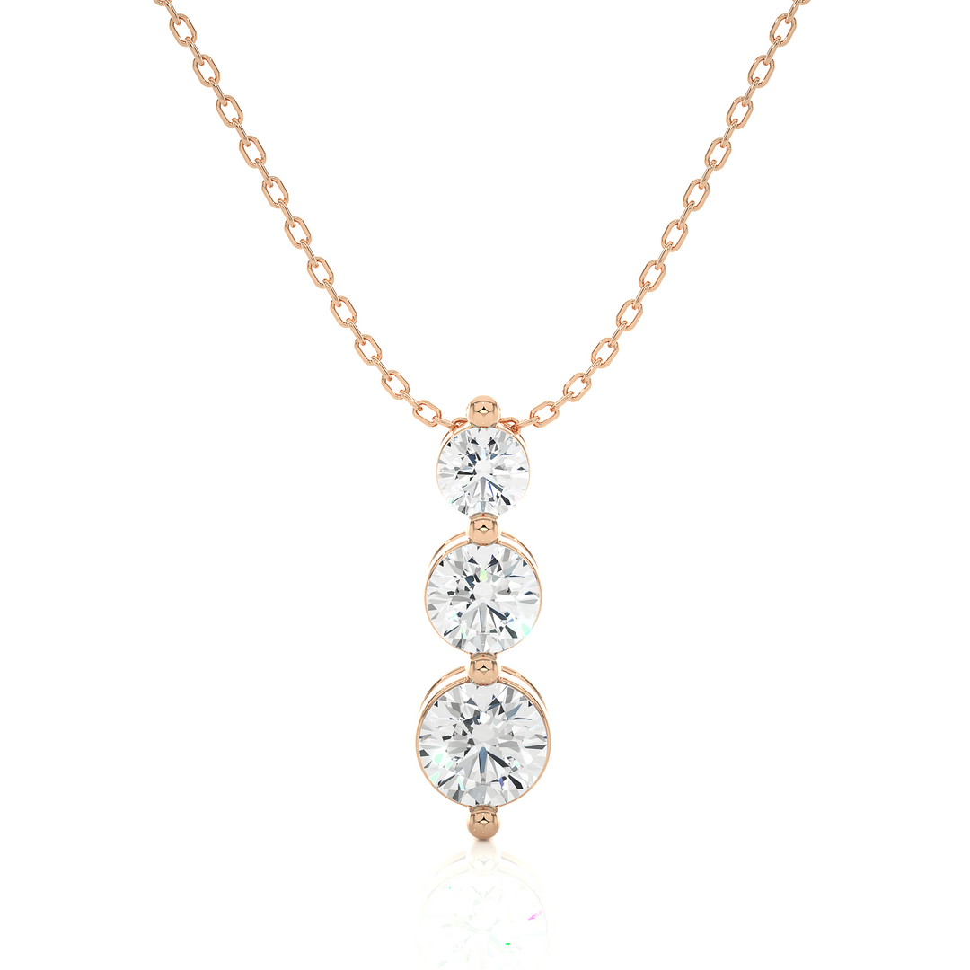 0.84 CT Lab-Grown Diamond Three-Stone Pendant Necklace | Solid Gold | Trio Design