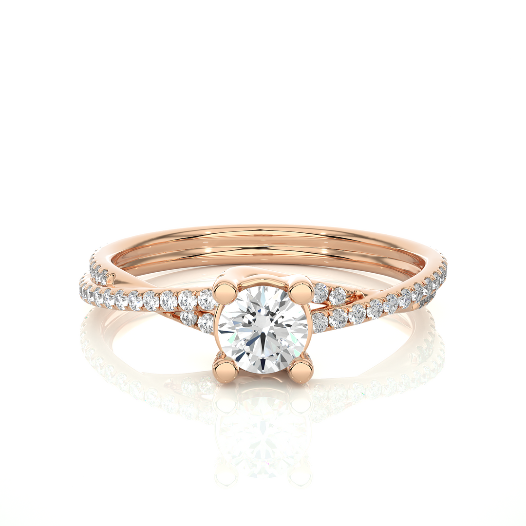 0.74 CTW Round Lab-Grown Diamond Twisted Engagement Ring E-F / VVS-VS