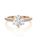 Load image into Gallery viewer, 1.47 CTW Round Lab-Grown Diamond Engagement Ring with Six-Prong Center &amp; Micropave Sides E-F / VVS-VS
