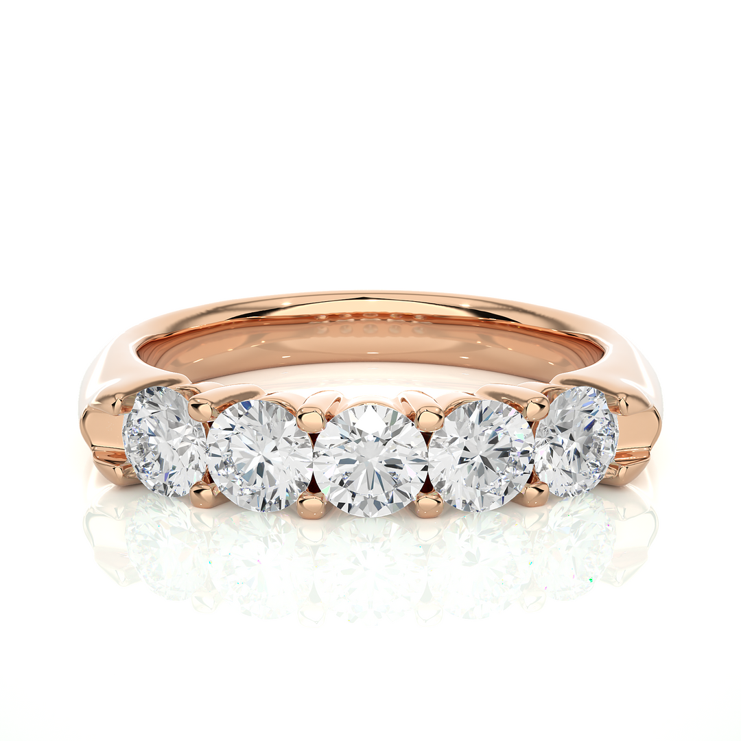 1.11 CT Round Cut Lab Grown Diamond Band  5 Stone IGI Certified