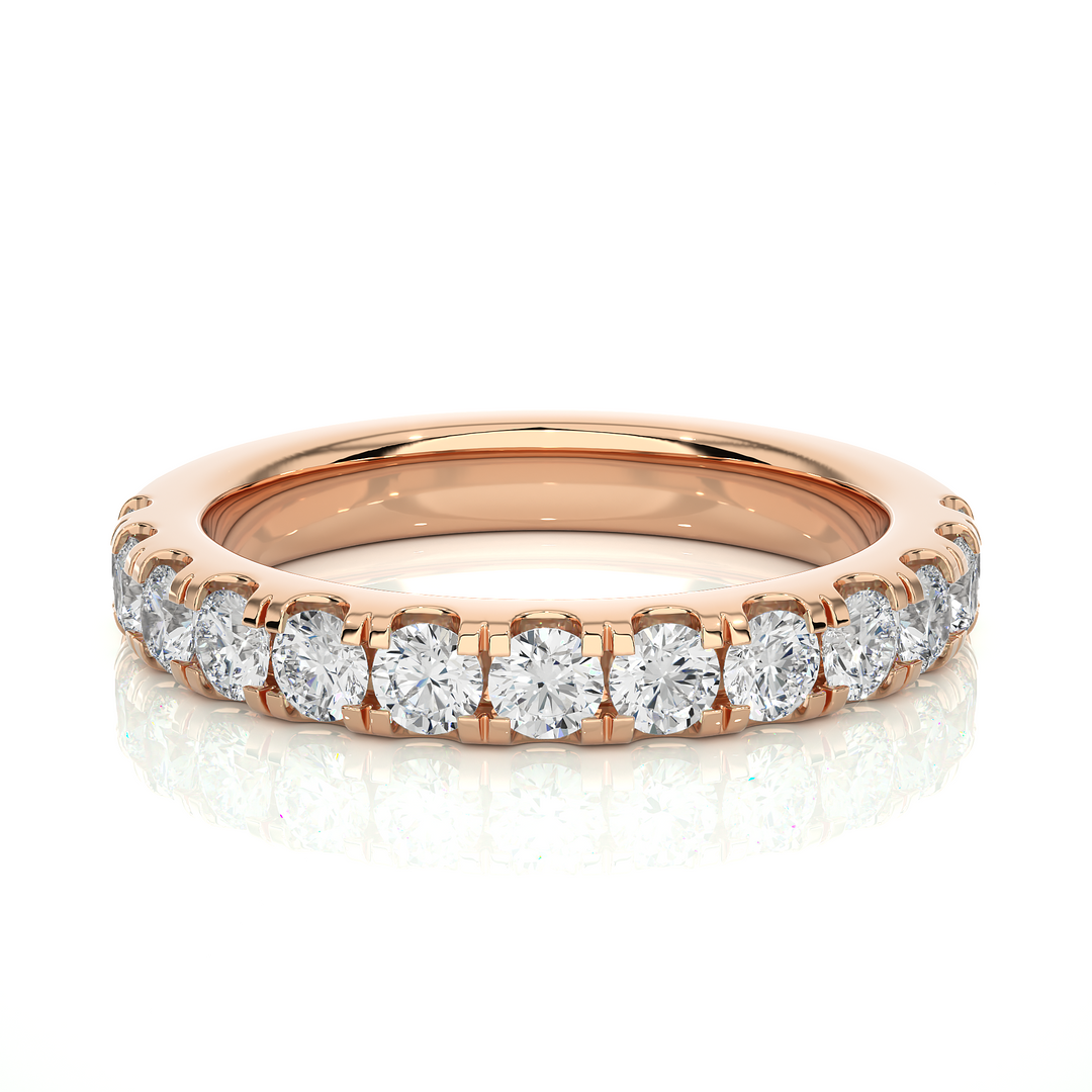 0.96 CT Round Cut Lab Grown Diamond Micro Pave Band  13 Stone IGI Certified