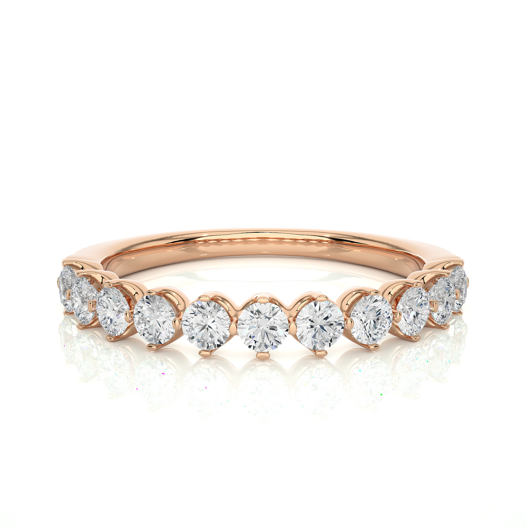 0.57 CT Round Cut Lab Grown Diamond Prong Set Band  11 Stone IGI Certified