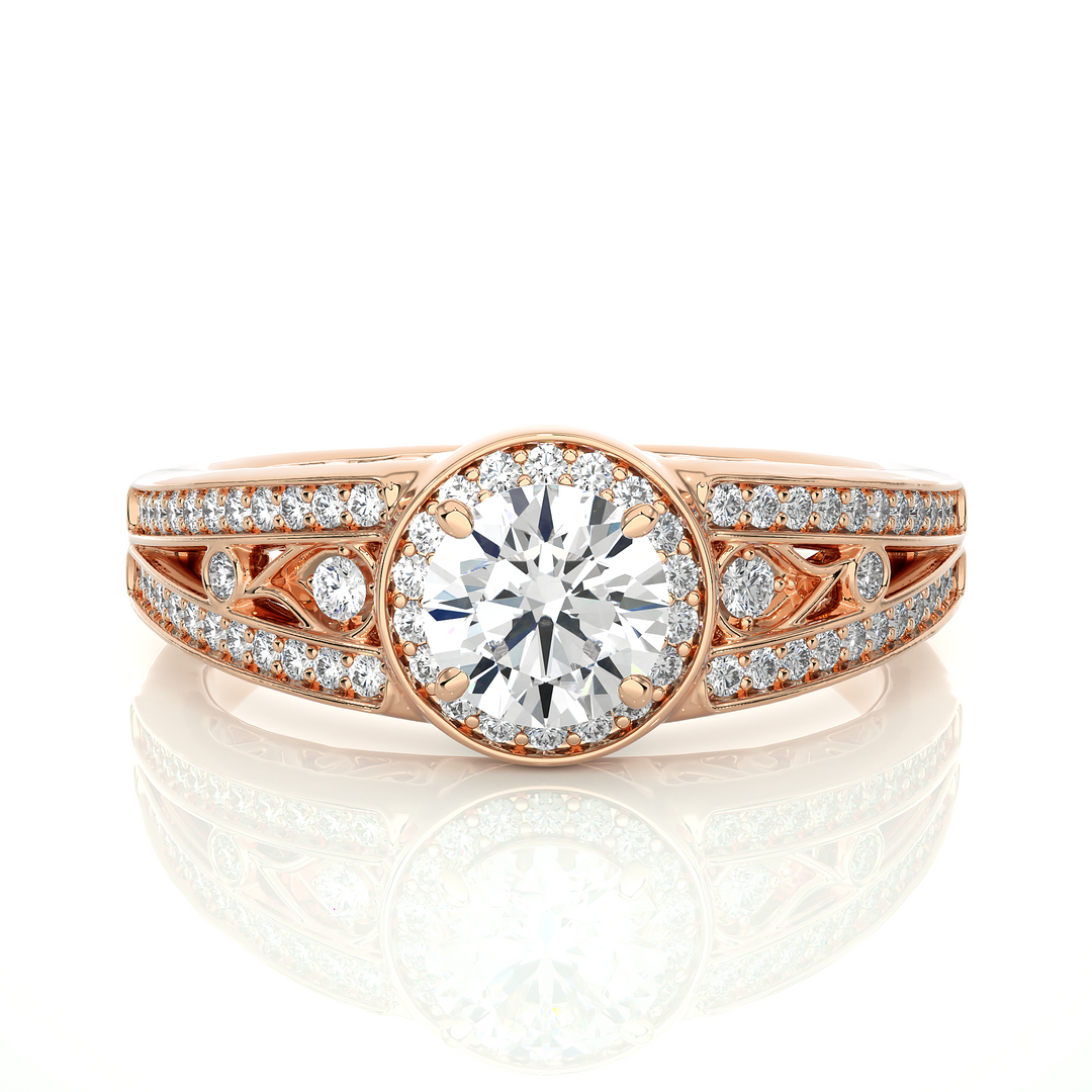 0.95 Carat Vintage Halo Lab-Grown Round Diamond Ring | Timeless Elegance