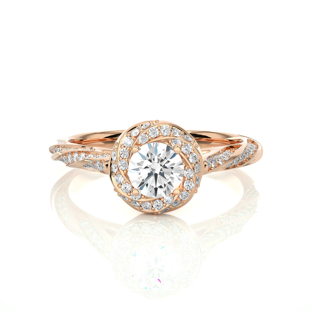 0.95 Carat Vintage Lab-Grown Round Diamond Ring | 100 Stone Classic Design