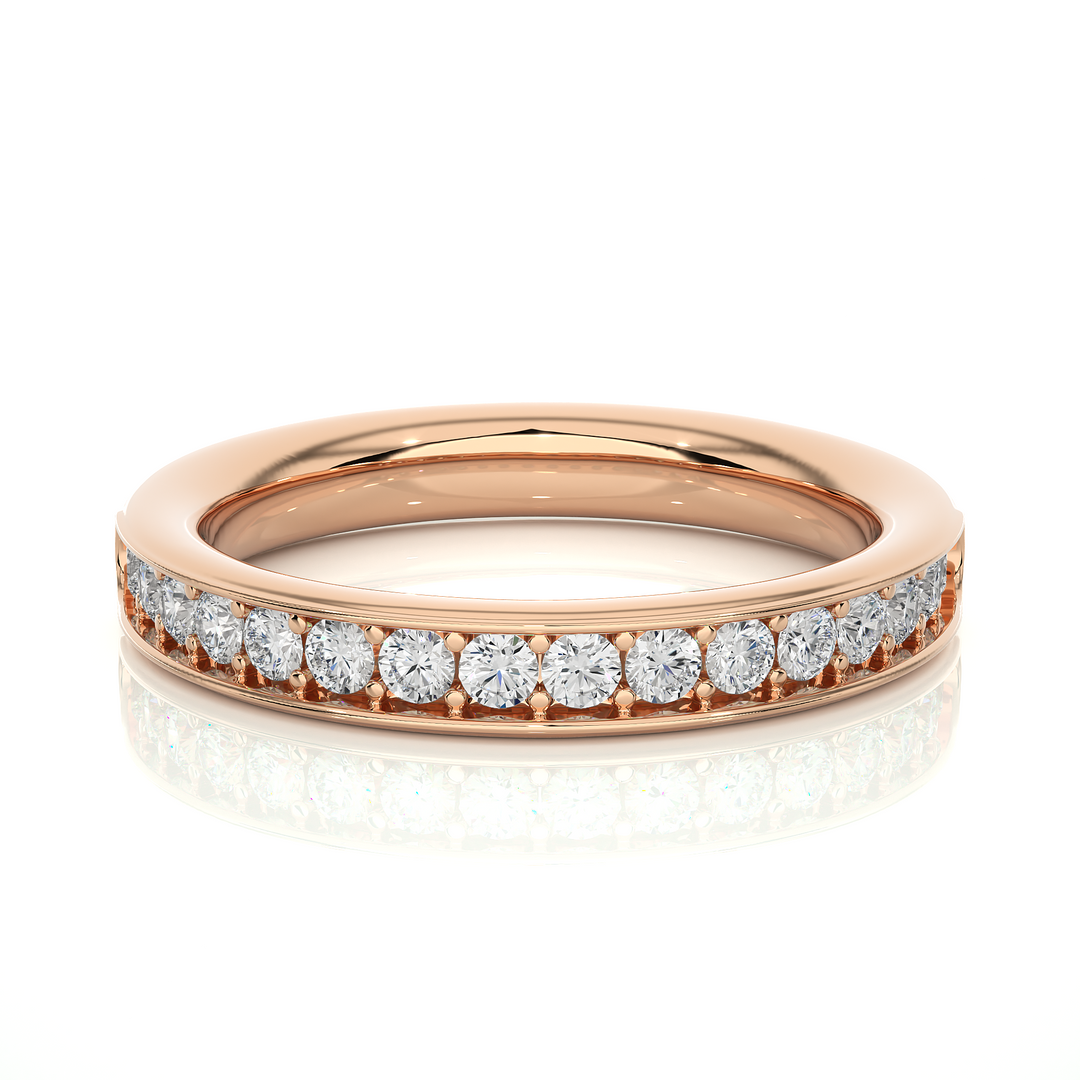 0.41 CT Round Cut Lab Grown Diamond Prong Set Wide Band  16 Stone IGI Certified