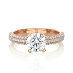 Load image into Gallery viewer, 1.53 CTW Round Lab-Grown Diamond Engagement Ring with Three-Row Micropave Set E-F / VVS-VS
