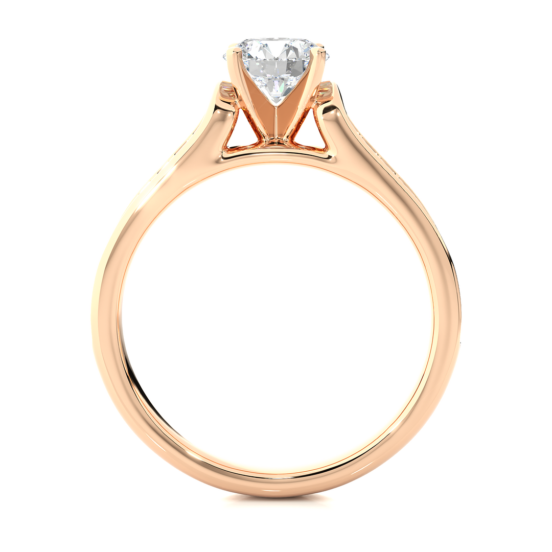 1.29 CTW Round Lab-Grown Diamond Engagement Ring with Two-Row Pave Set E-F / VVS-VS