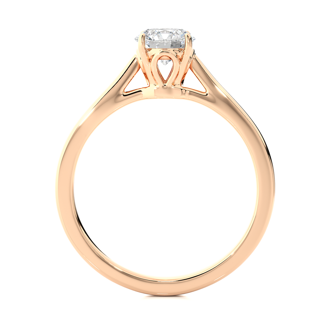 0.73 CT Round Lab Grown Diamond Solitaire Engagement Ring | Four Prong Gold Band