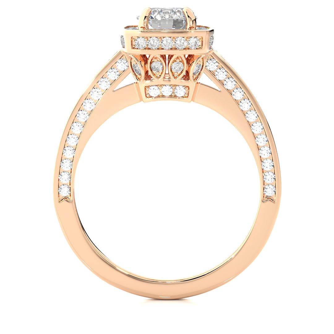 1.42 CT Round Diamond Halo Lab Grown Ring with 117 Stones