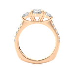 Load image into Gallery viewer, 1.55 CT Round Center with Round Side Lab Grown Diamond Three Stone Ring | 13 Stone Gold Band
